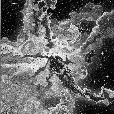 A coloring page for the Cosmic Dust Cloud Art category