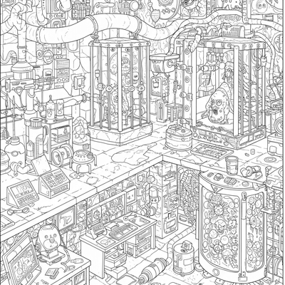 A coloring page for the Cryptid Research Base category