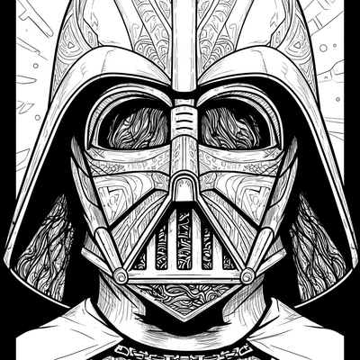 A coloring page for the Intricate Darth Vader Helmet category