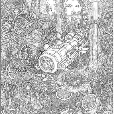 A coloring page for the Deep Ocean Trench Exploration category
