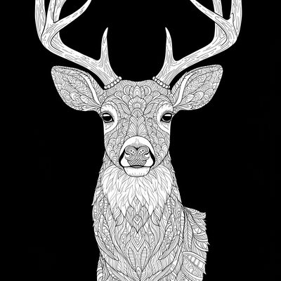 A coloring page for the Intricate Deer Head Bust category