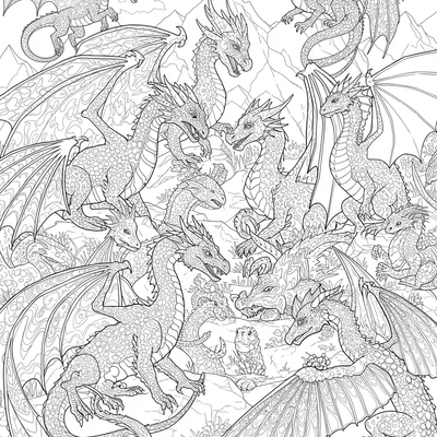 A coloring page for the Dragon Clan Gathering category