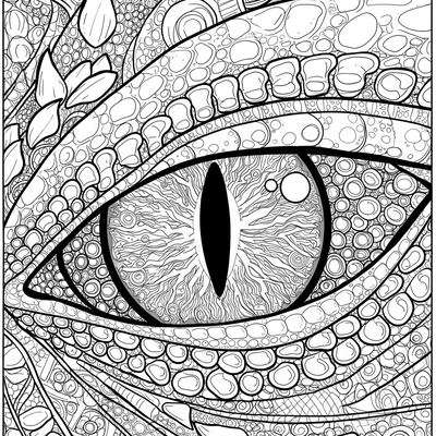 A coloring page for the Dragon Eye Detailed category
