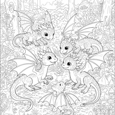 A coloring page for the Dragon Hatchling Playtime category