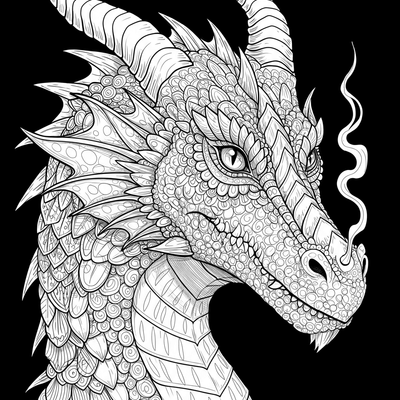 A coloring page for the Dragon Portrait Majestic category