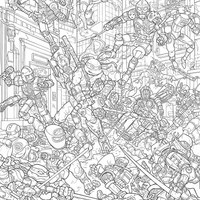 A coloring page for the Intricate Foot Clan Attack category