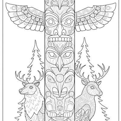 Intricate forest animal totem pole