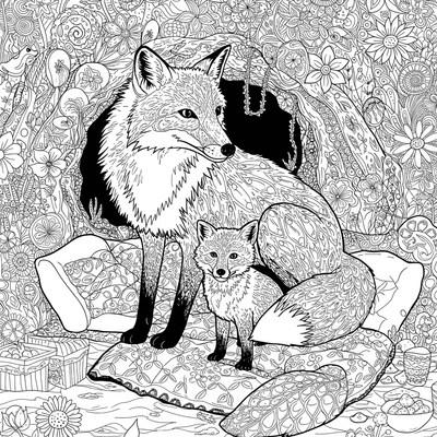 A coloring page for the Fox Den Secret category