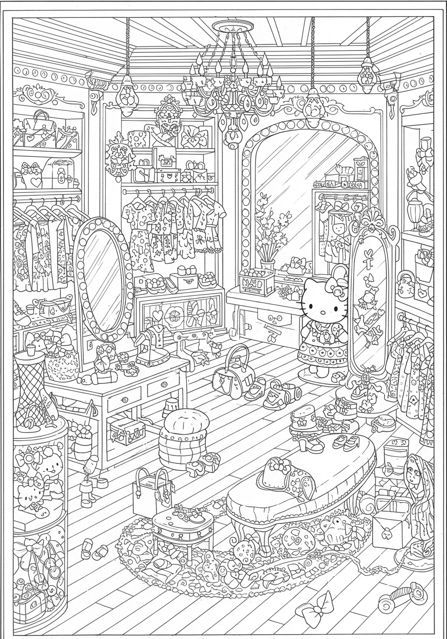Intricate Hello Kitty fashion boutique