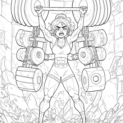 A coloring page for the Luisa's Strength Feats category