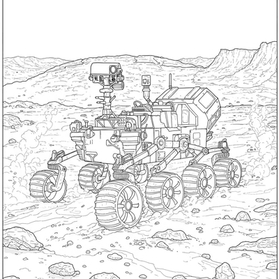 A coloring page for the Mars Rover Exploration category