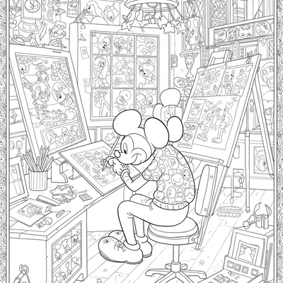 A coloring page for the Mickey Mouse Animation Studio category