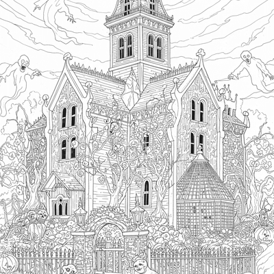 A coloring page for the Mickey Mouse Haunted Mansion category