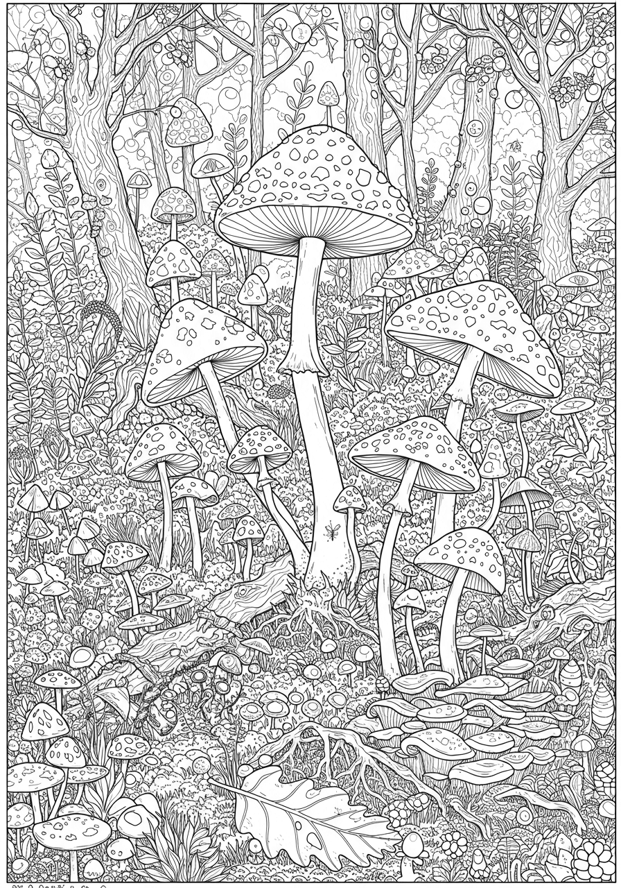 Intricate mushroom ecosystem