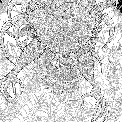 A coloring page for the Muzan Kibutsuji Final Form category