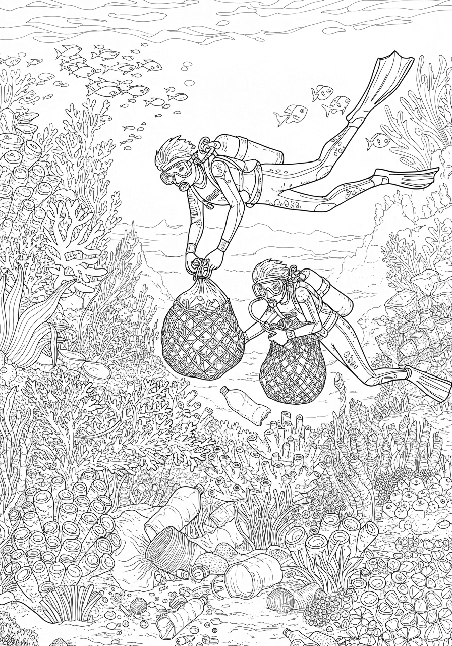 Intricate ocean cleanup divers