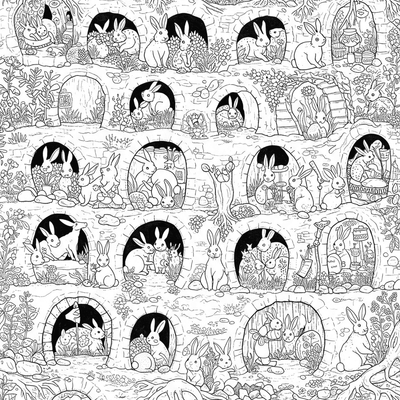 A coloring page for the Rabbit Warren Network category