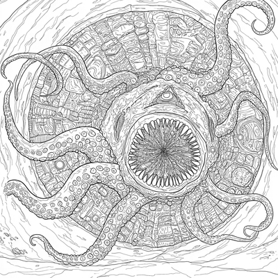 A coloring page for the Sarlacc Pit Rancor category