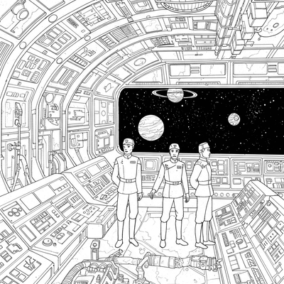 A coloring page for the Star Destroyer Bridge category