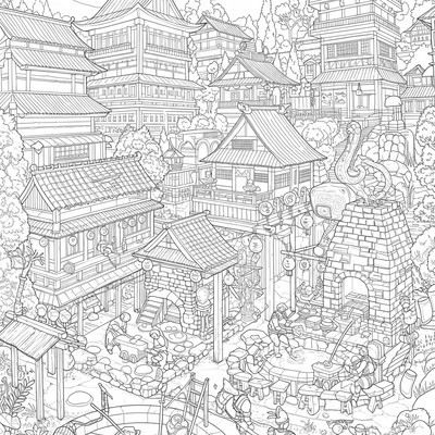 A coloring page for the Swordsmith Village Secrets category