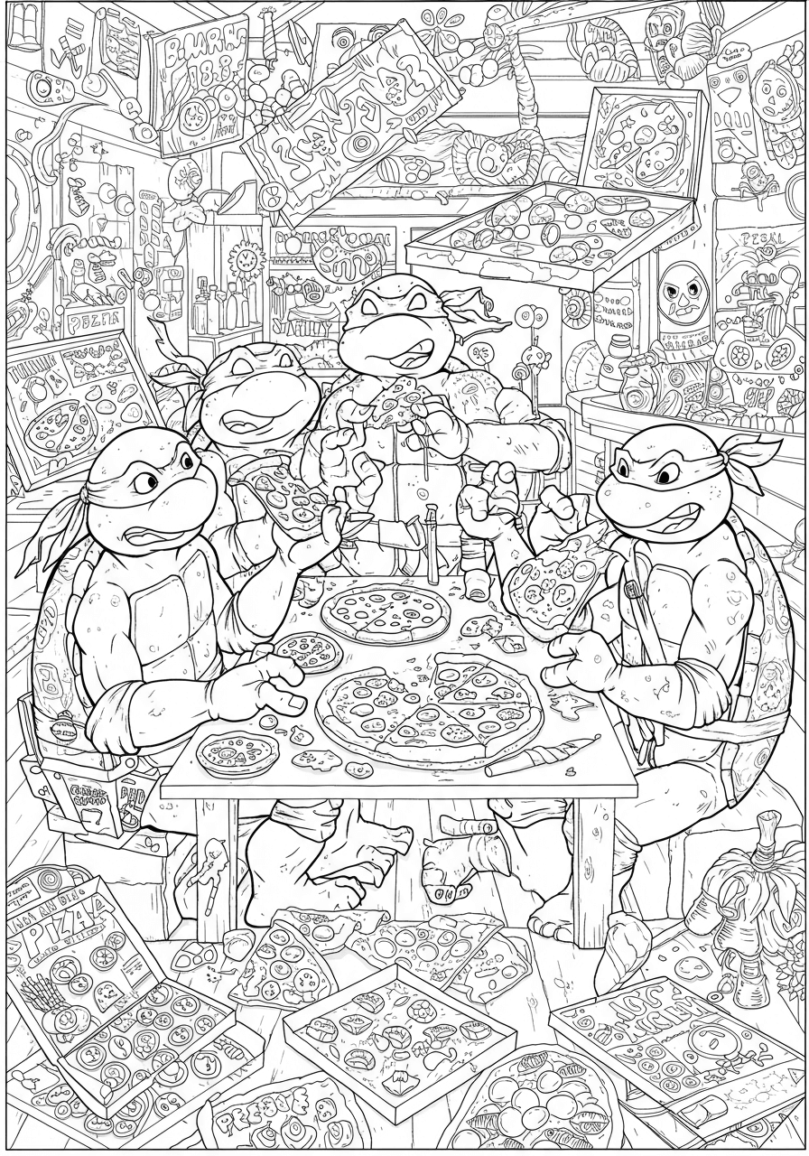 Intricate TMNT pizza party