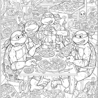 A coloring page for the Intricate Pizza Party category