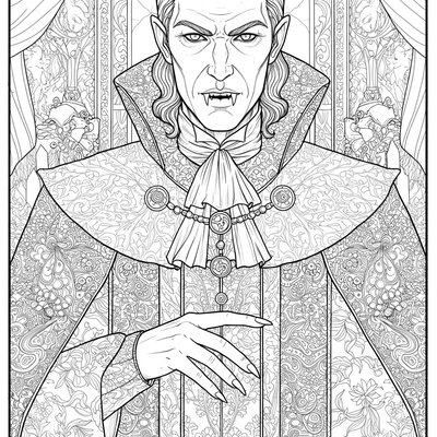 A coloring page for the Vampire Lord Grand Portrait category