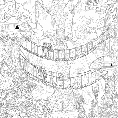 A coloring page for the Wookiee Village Kashyyyk category