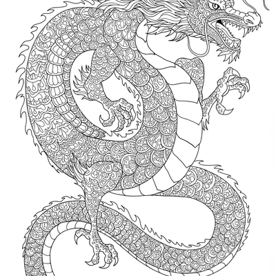 A coloring page for the Intricate Zentangle Dragon category