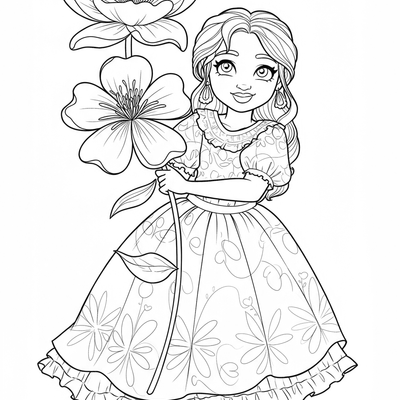 A coloring page for the Isabela Simple Flower category