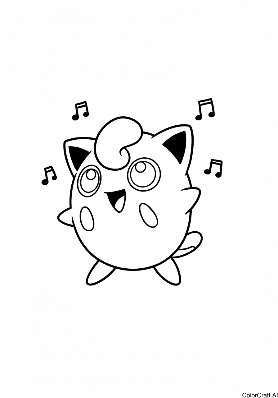 A coloring page of Jigglypuff