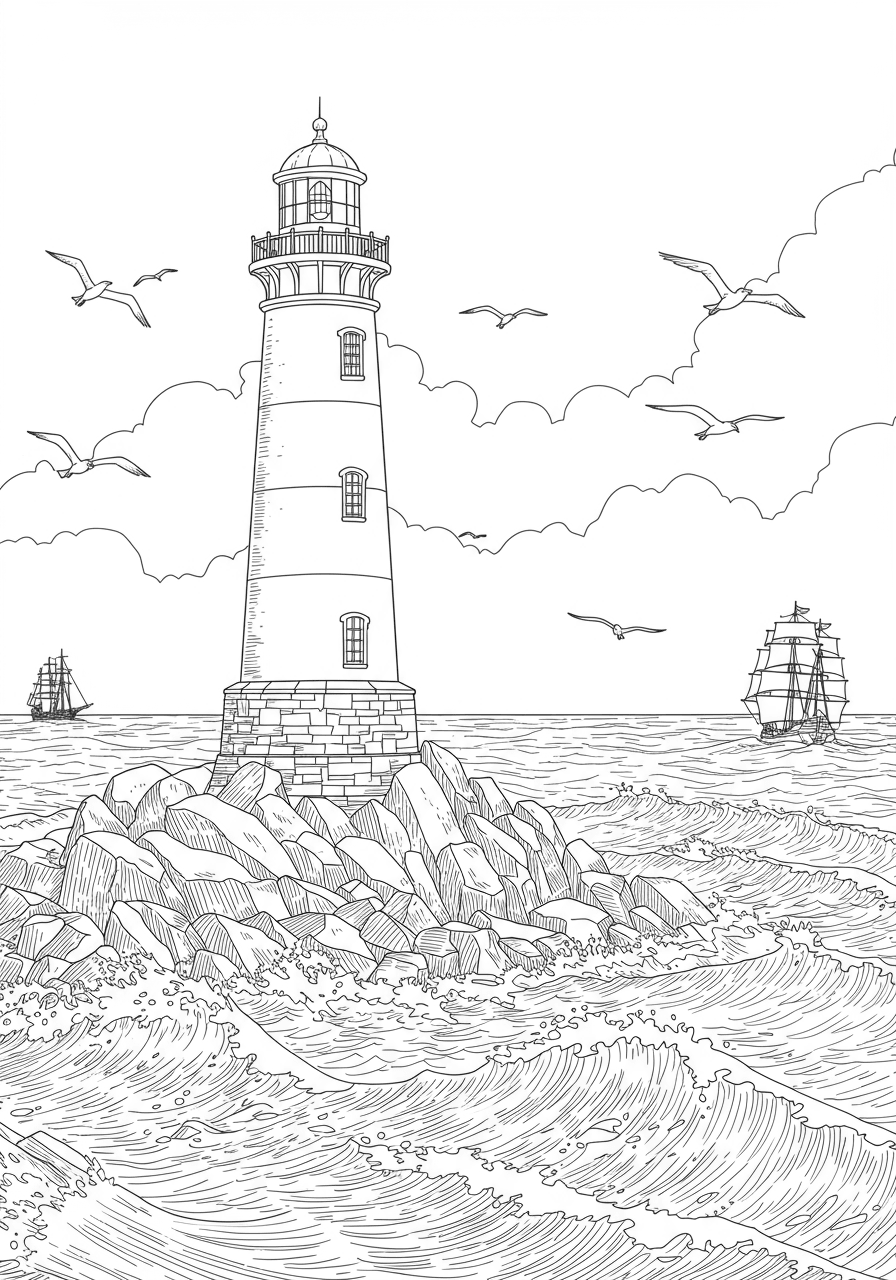 Lighthouse on rocky coast