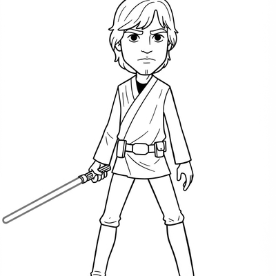 A coloring page for the Luke Skywalker Simple category