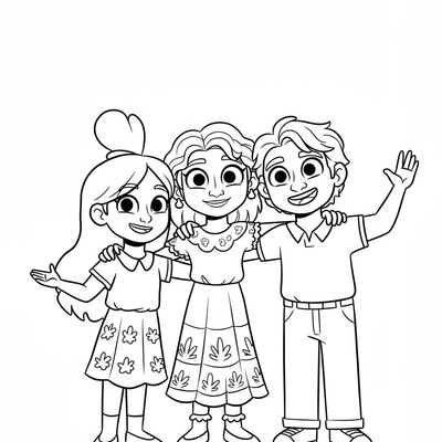 A coloring page for the Madrigal Family Simple category