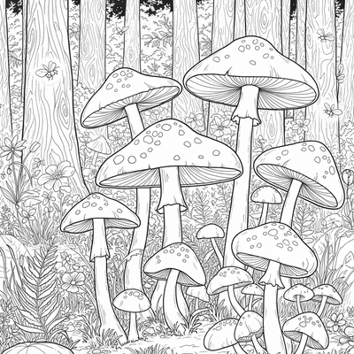 A coloring page for the Magic Mushroom Lanterns category