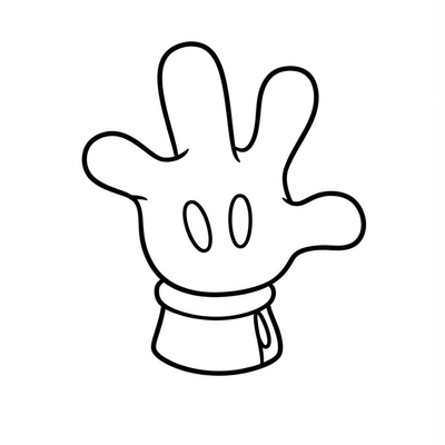 A coloring page for the Mickey Mouse Glove Simple category