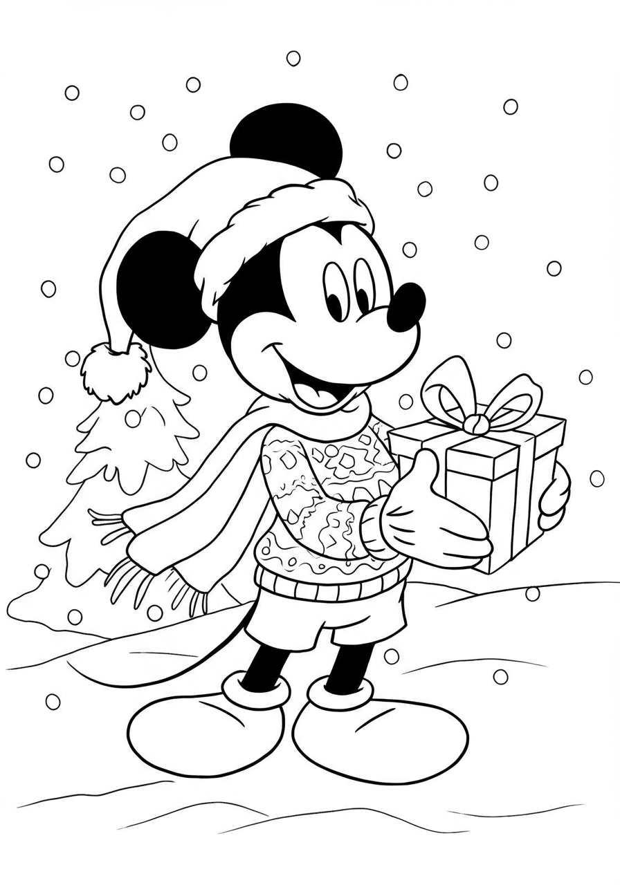 Mickey Mouse in holiday attire