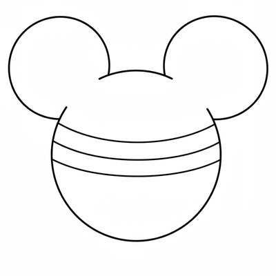 A coloring page for the Mickey Mouse Icon Simple category
