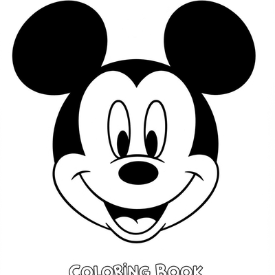 A coloring page for the Mickey Mouse Simple Face category