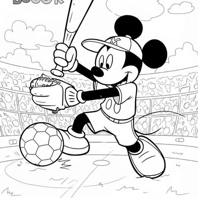 A coloring page for the Mickey Mouse Sports Star category