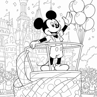 A coloring page for the Mickey Mouse Park Parade category