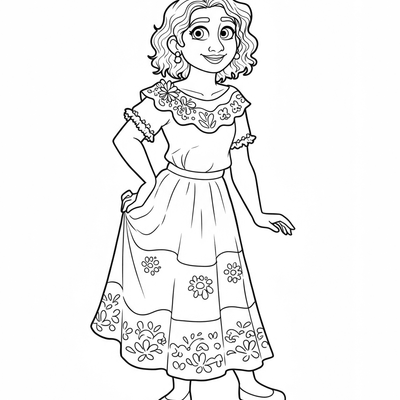 A coloring page for the Mirabel Simple Pose category