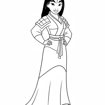 A coloring page for the Mulan Simple category