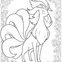 A coloring page of Ninetales