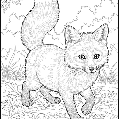 A coloring page for the Playful Fox Cub category