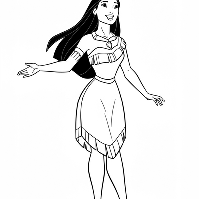 A coloring page for the Pocahontas Simple category