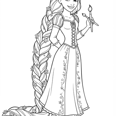 A coloring page for the Rapunzel Simple category