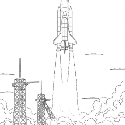 A coloring page for the Rocket Launch Liftoff category