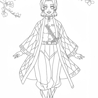 A coloring page for the Shinobu Kocho Simple category