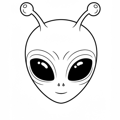 A coloring page for the Simple Alien Head category